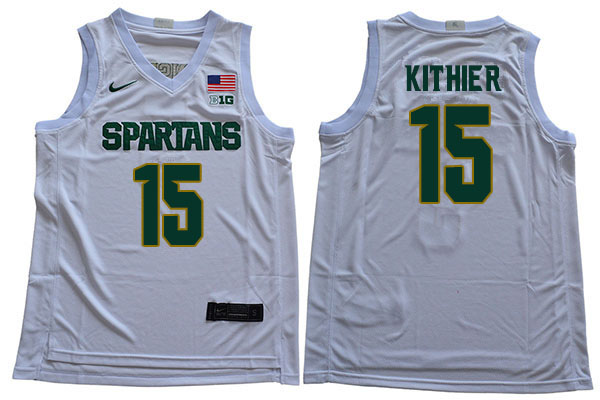 Men Michigan State Spartans #15 Thomas Kithier NCAA Nike Authentic White College Stitched Basketball Jersey TH41T55LF